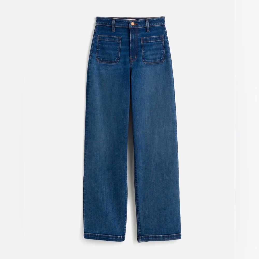 Madewell Curvy Emmett Wide-Leg Patch Pocket Jeans High Rise Size 27 Petite - Picture 2 of 9